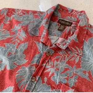 Cooke Street Mens 2XL Hawaiian Shirt Red Blue Tropical Floral Cotton Aloha Top